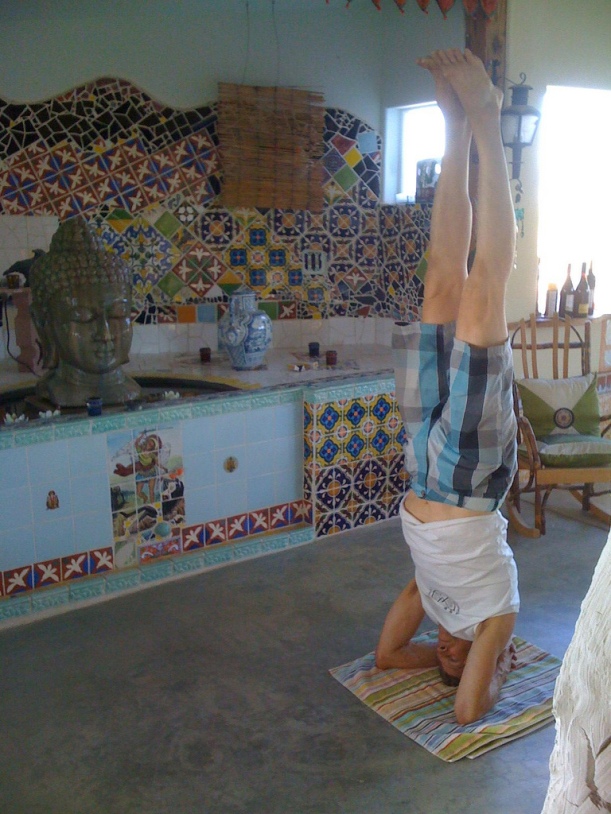 Yoga at the indoor Buddha fountain